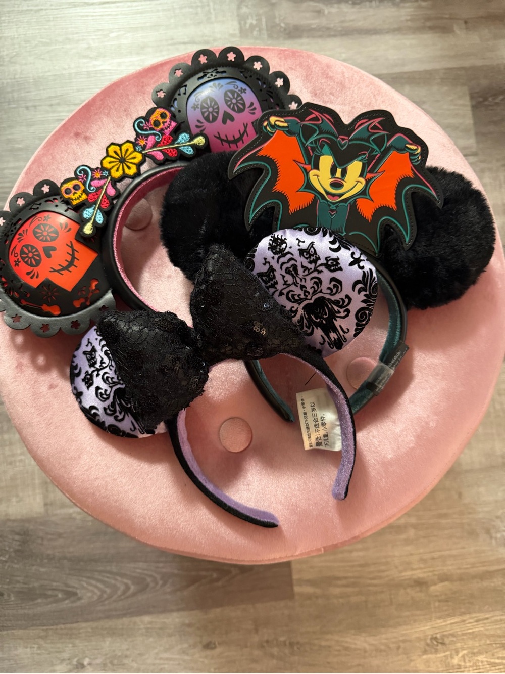 Lot of 3 Disney Halloween Ears: Haunted Mansion, Vampire Bat, Dia de Los Muertos